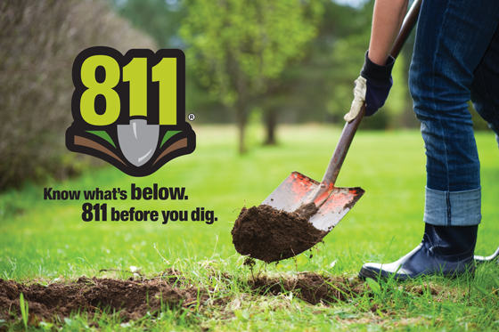 Closeup of person digging with shovel | 811® | Know what's below. | 811 before you dig.