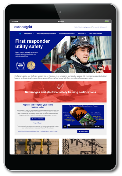 National Grid First Responder Utility Safety Training website