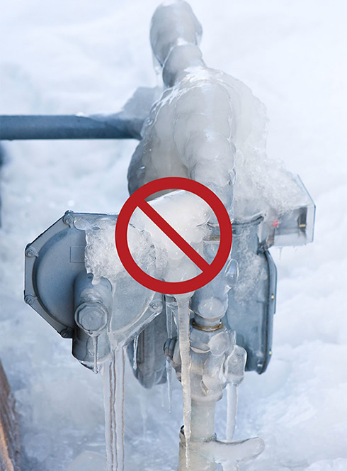 Gas meter covered in ice