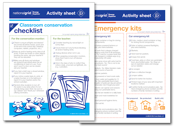 Classroom conservation and emergency kit checklists