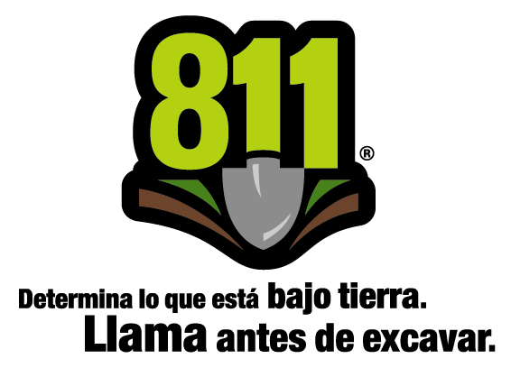 811 Determine lo que está bajo tierra. Llame ante de excavar.