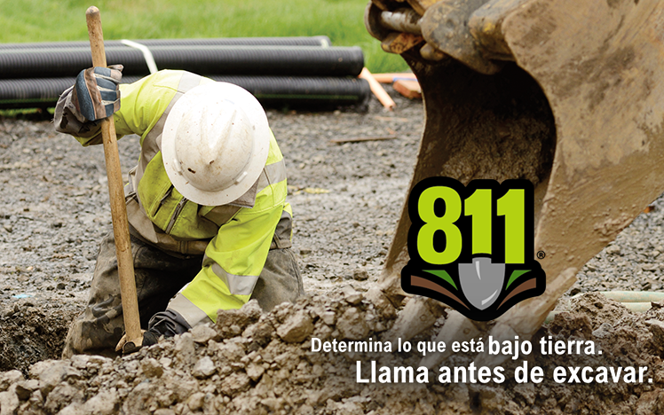 Avise siempre al 811 antes de excavar. ¡Es obligatorio por ley!