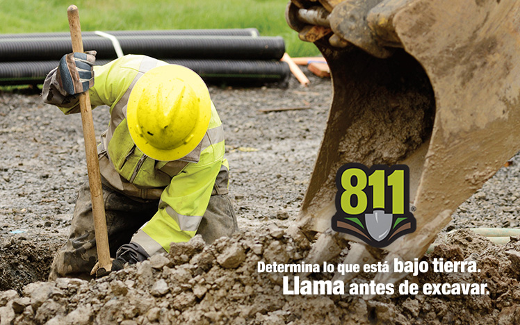 Avise siempre al 811 antes de excavar. ¡Es obligatorio por ley!